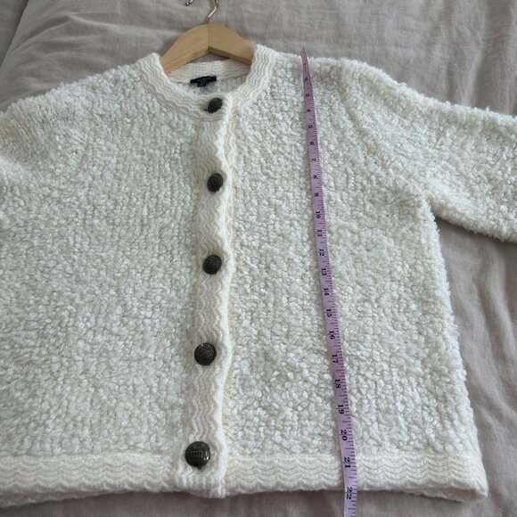 Cream Textured Knit Cardigan Sweater - Picture 7 of 11